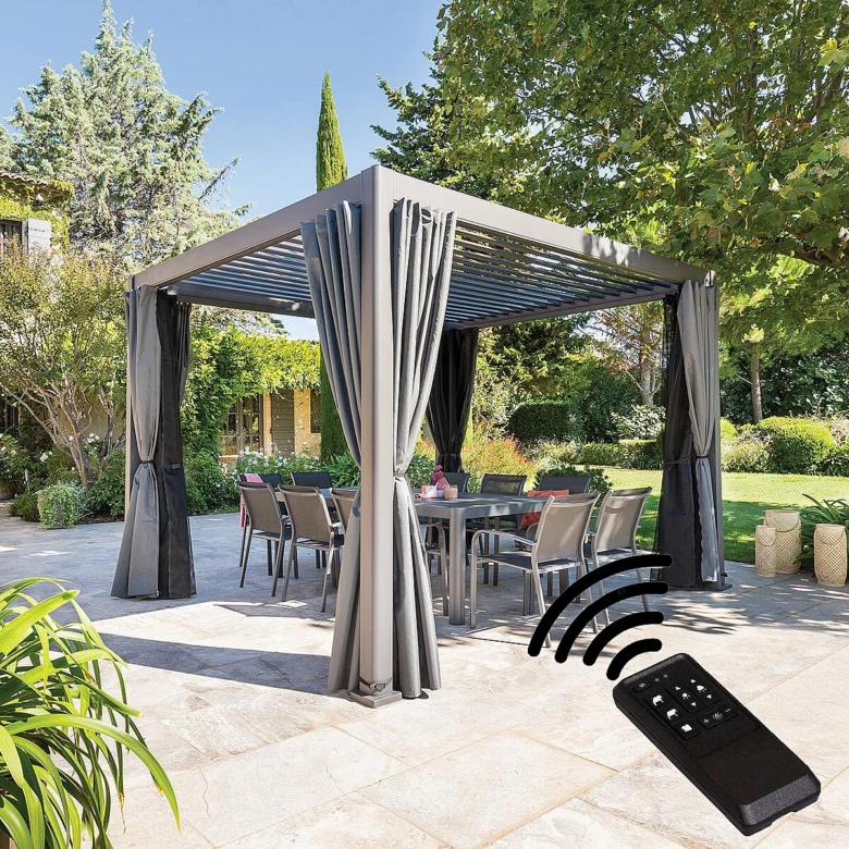 Modernní zahradní pergola s ovládáním z dálkového ovladače