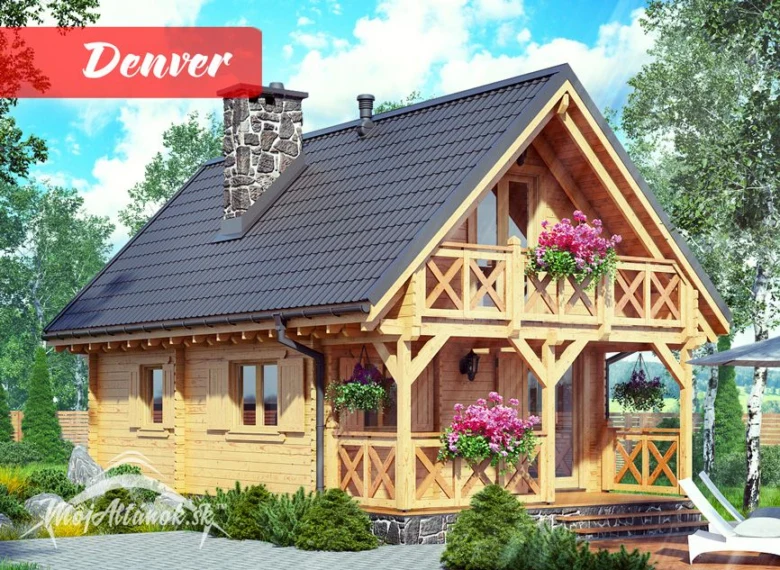 Moderní dřevěný domek s balkonem pro bydlení v zahradním prostředí.